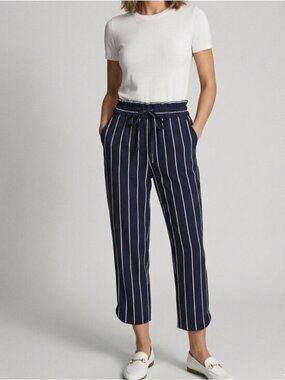 Zara Striped Tie Waist Pants